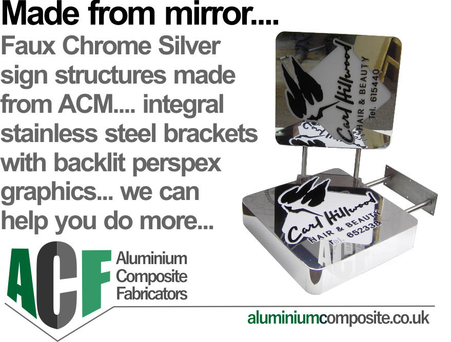 mirrored acm panels on a frame